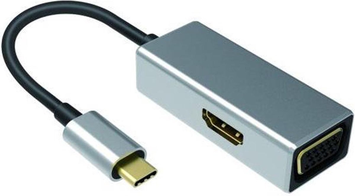 NÖRDIC DOCK-118 USB-C naar HDMI & VGA adapter Space Grey
