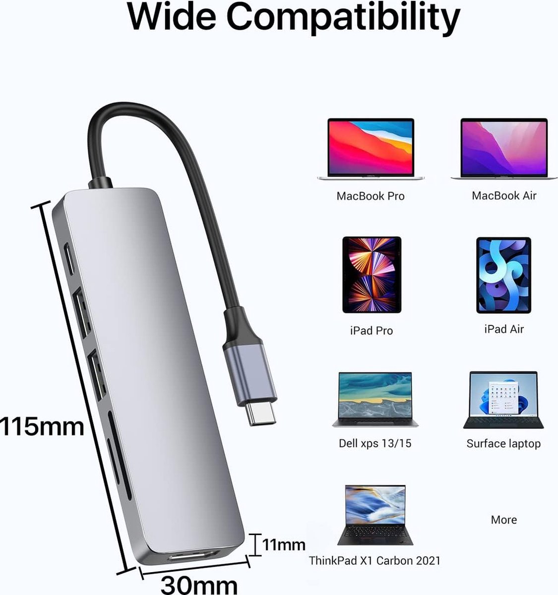 NÖRDIC DOCK-173 USB-C Dockingstation Grijs