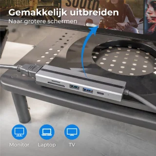 Nuvance USB C Hub 3.0 6-poorts Docking Station