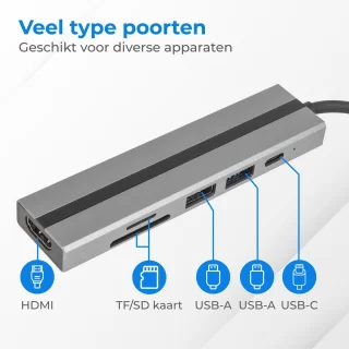 Nuvance USB C Hub 3.0 6-poorts Docking Station