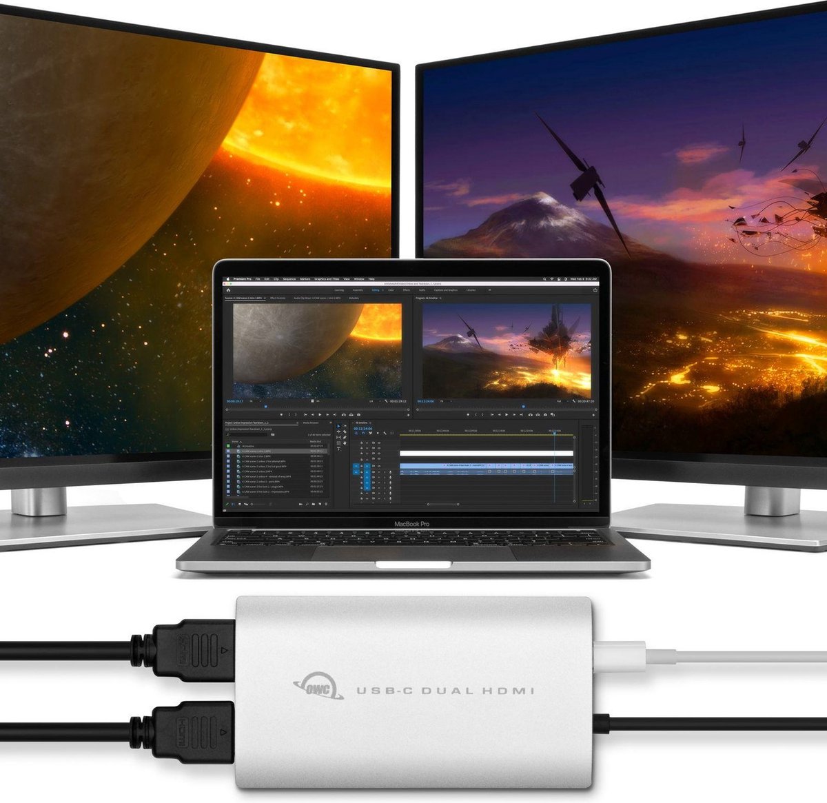 OWC USB-C naar Dual HDMI 4K Adapter Wit