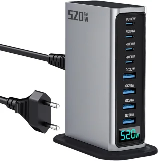 De Pixel 520W USB-C 8-poorts GaN oplader in één oogopslag