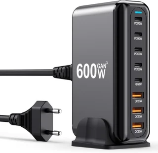 Pixel 600W 8‑poorts GaN USB‑C laadstation