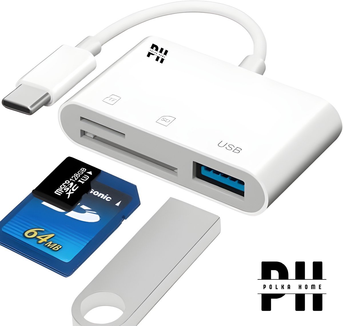 PolkaHome 3-in-1 USB C SD & MicroSD Kaartlezer USB 3.0
