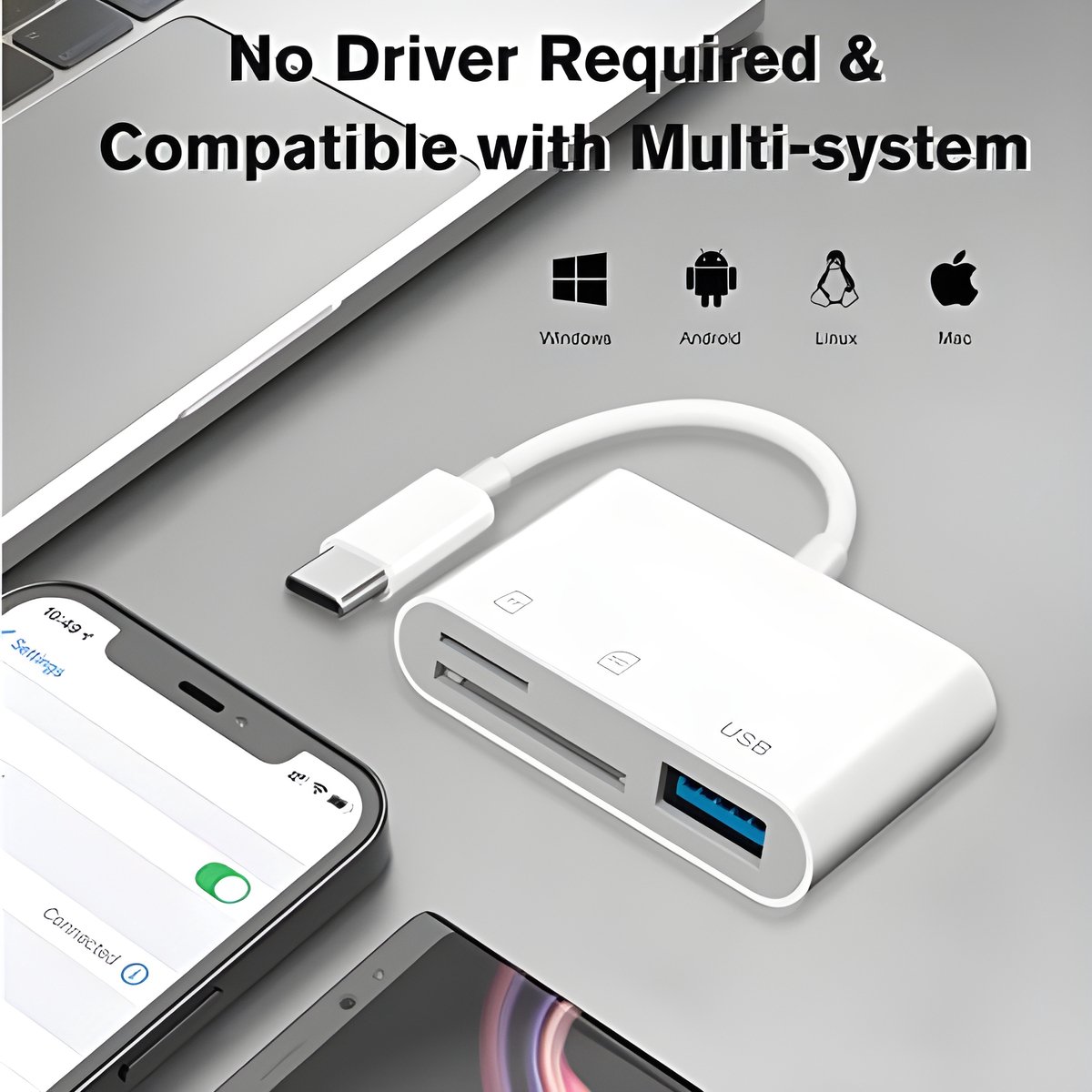 PolkaHome 3-in-1 USB C SD & MicroSD Kaartlezer USB 3.0