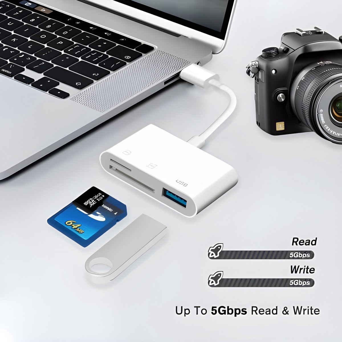 PolkaHome 3-in-1 USB C SD & MicroSD Kaartlezer USB 3.0