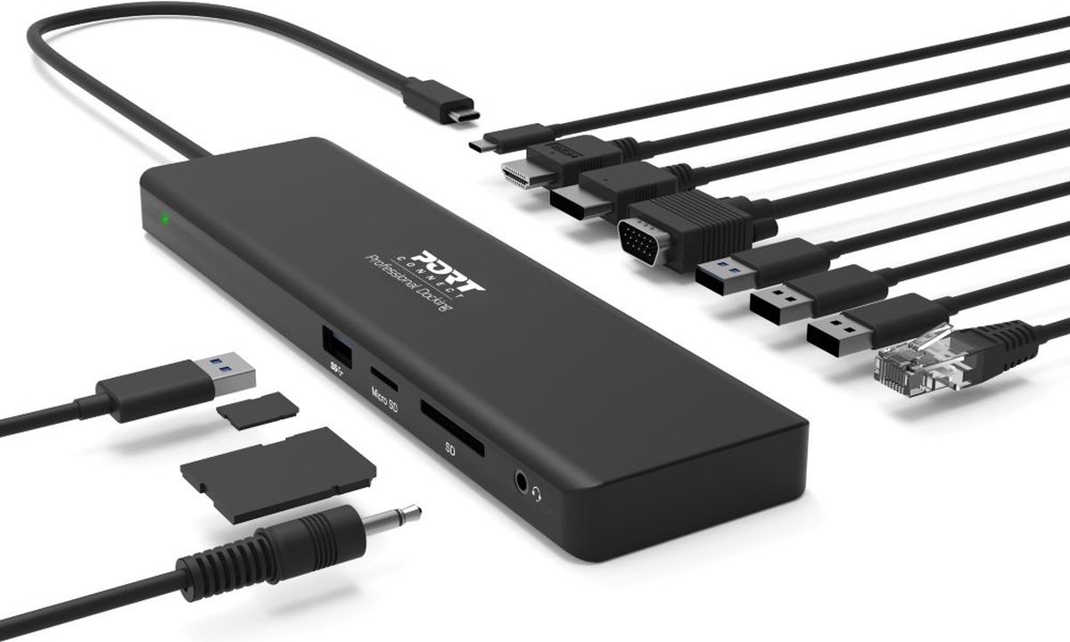Port Connect Dockingstation 2x2K USB-C 11-poorts 100W zwart