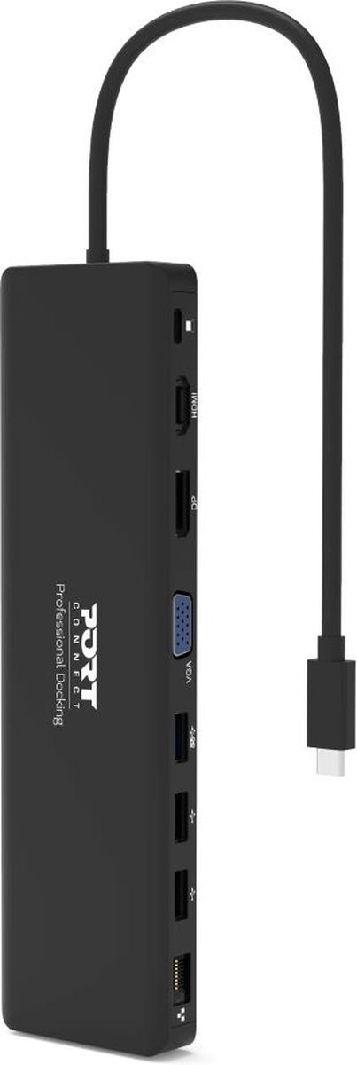 Port Connect Dockingstation 2x2K USB-C 11-poorts 100W zwart