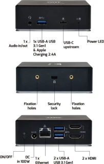 Port Connect Dockingstation 7-poorts USB-A & USB-C 85W HDMI Zwart