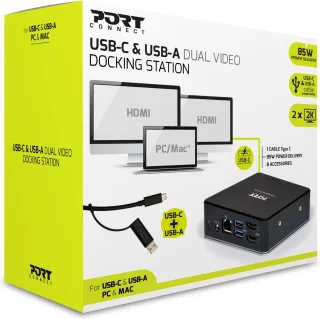 Port Connect Dockingstation 7-poorts USB-A & USB-C 85W HDMI Zwart