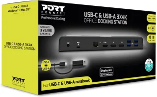 Port Connect Dockingstation USB-A & USB-C 85W Zwart