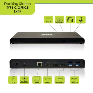 Port Connect Dockingstation USB-A & USB-C 85W Zwart