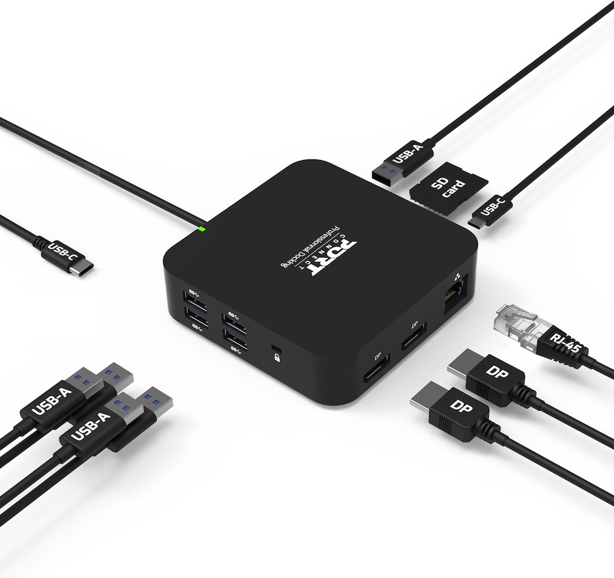 Port Connect Dockingstation USB-C 2x4K 9-poorts 85W Zwart