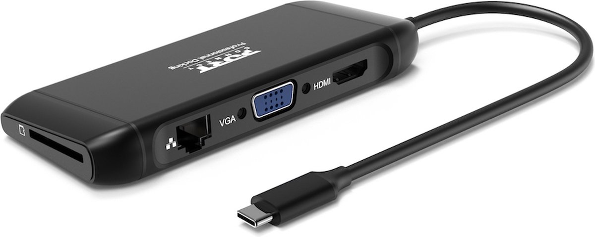 Port Connect Dockingstation USB-C 4K 7-poorts 100W Zwart