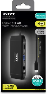 Port Connect Dockingstation USB-C 4K 7-poorts 100W Zwart