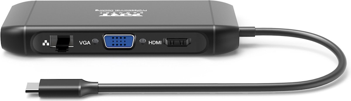 Port Connect Dockingstation USB-C 4K 7-poorts 100W Zwart