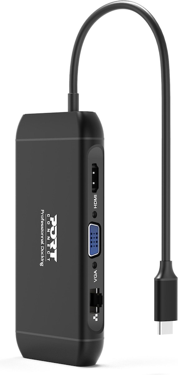 Port Connect Dockingstation USB-C 4K 7-poorts 100W Zwart
