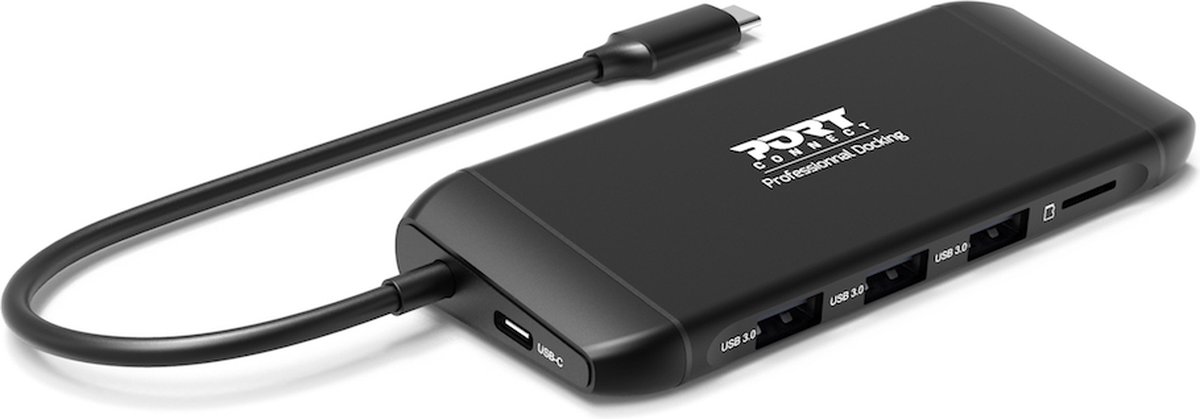 Port Connect Dockingstation USB-C 4K 7-poorts 100W Zwart