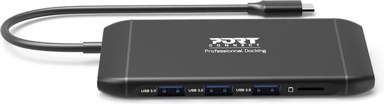 Port Connect Dockingstation USB-C 4K 7-poorts 100W Zwart