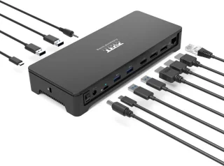 Port Connect Dockingstation USB-C & USB-A 3x4K 100W Zwart