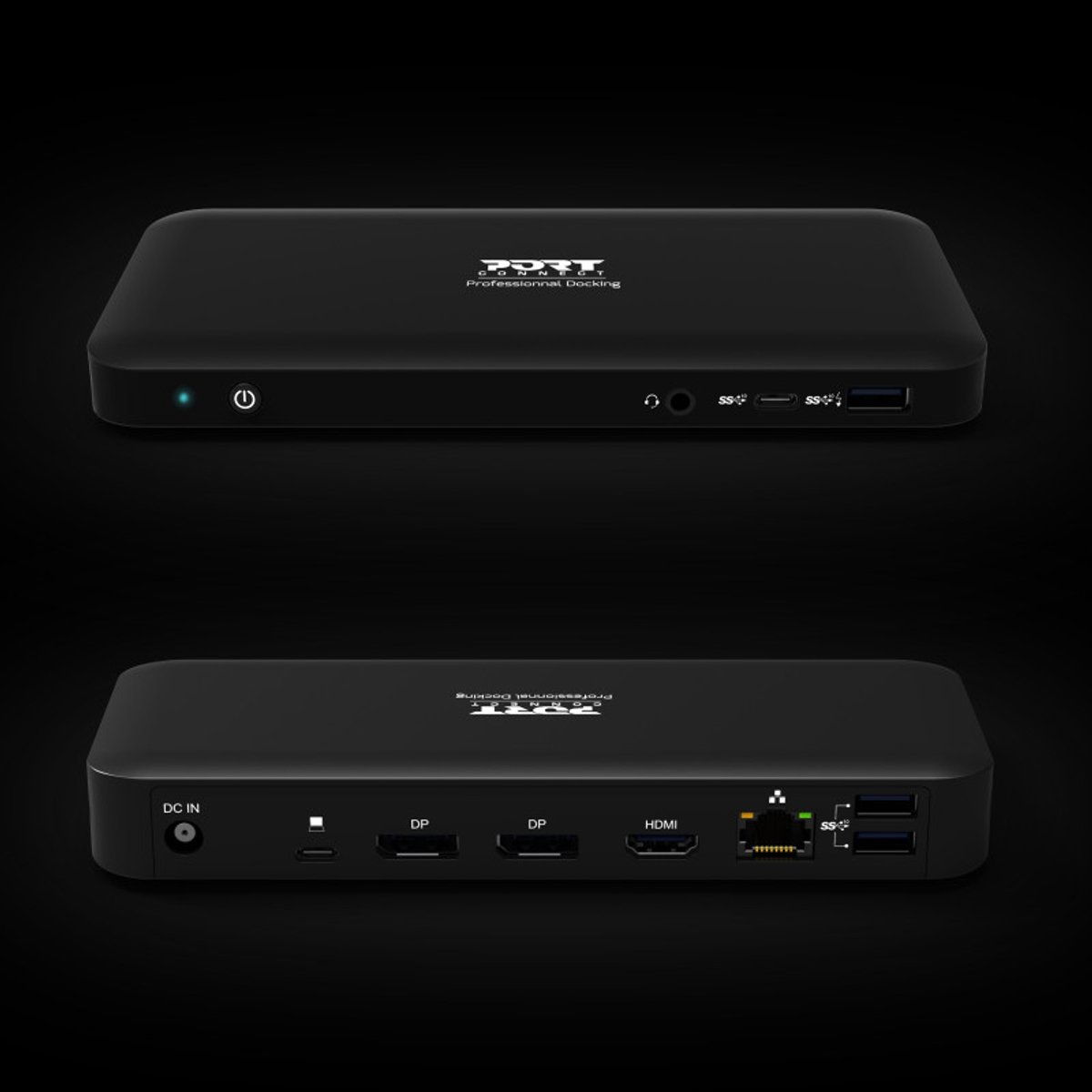 Port Connect USB-C Docking Station 3x4K EU Zwart