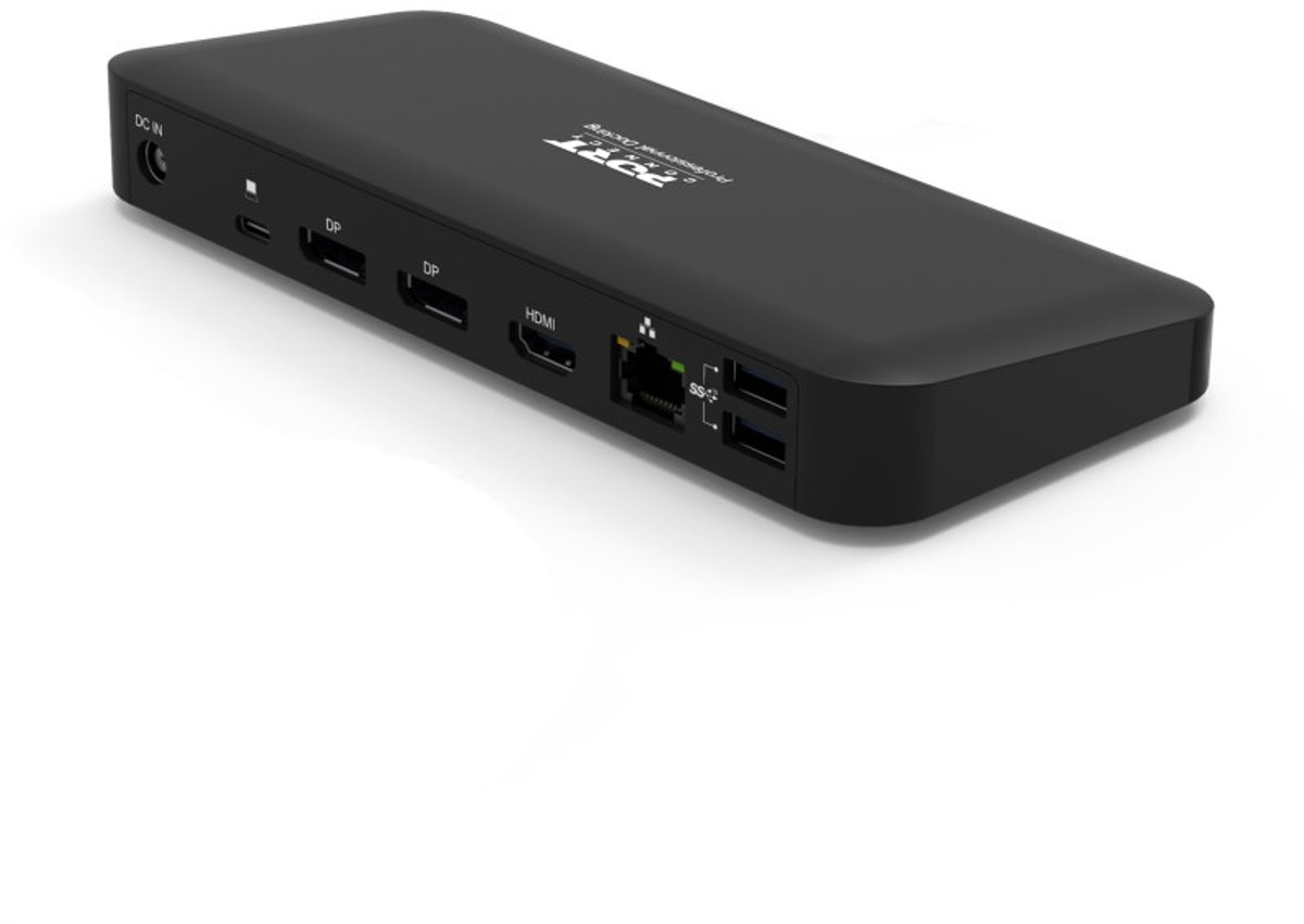 Port Connect USB-C Docking Station 3x4K EU Zwart