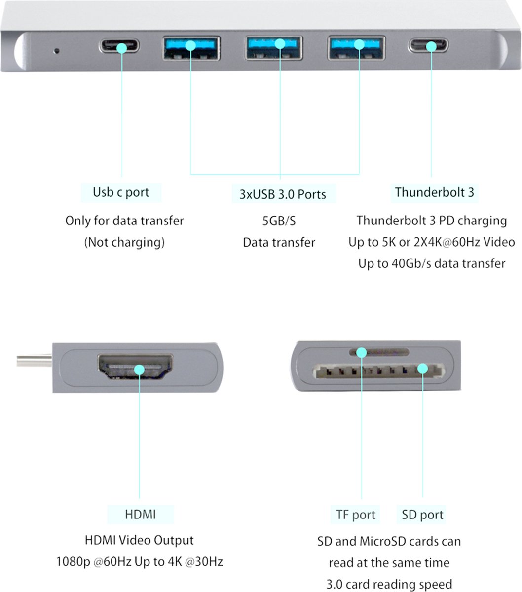 Pro Dock X USB-C Hub Zilver voor MacBook Pro en MacBook Air