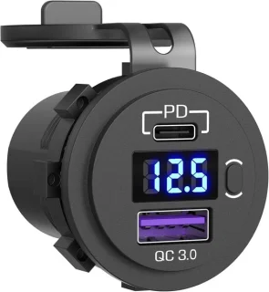 Qidoe 48w dubbele usb-c autolader inbouw met pd3.0 en qc3.0