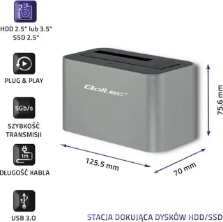 Qoltec Dockingstation HDD/SSD SATA 2,5/3,5 USB 3.0