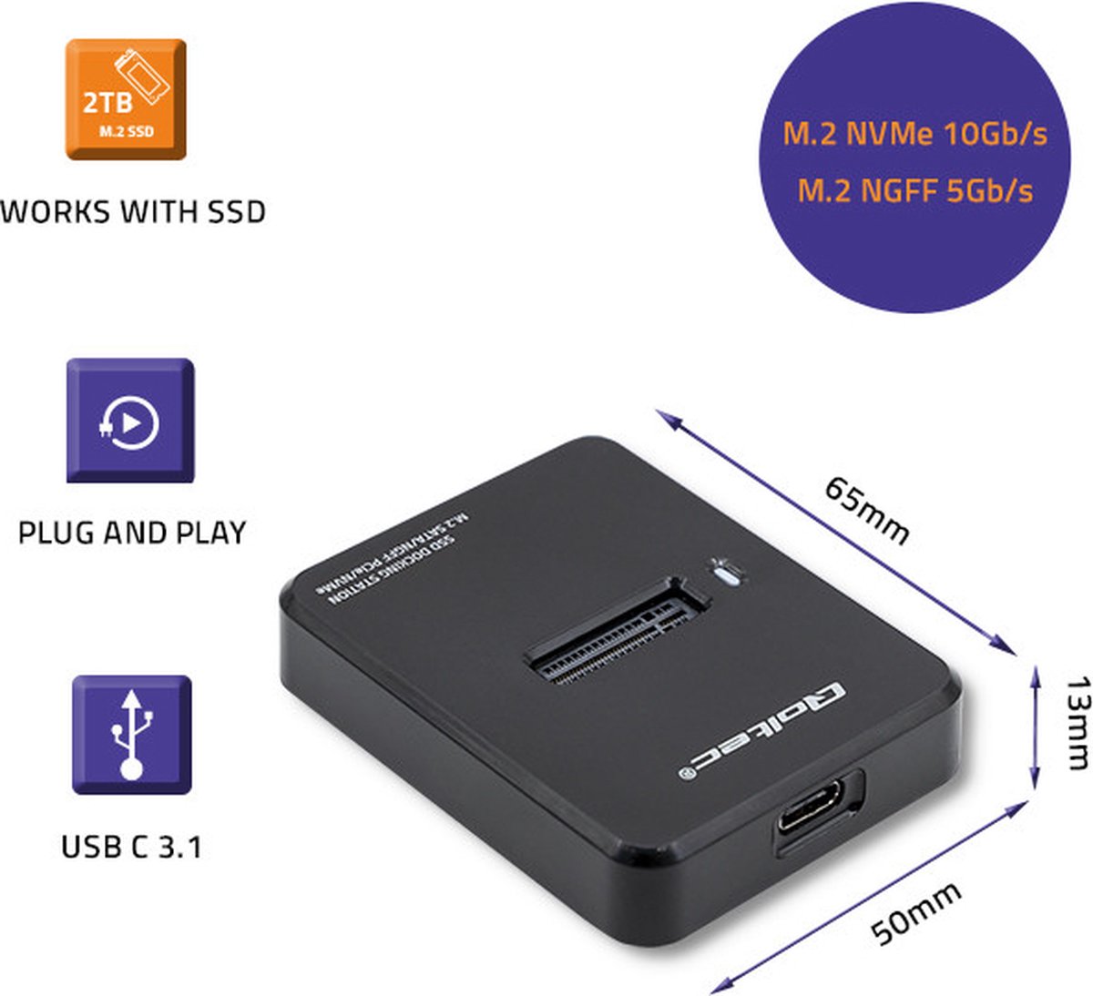 Qoltec Dockingstation SSD M.2 SATA PCIe USB 3.1