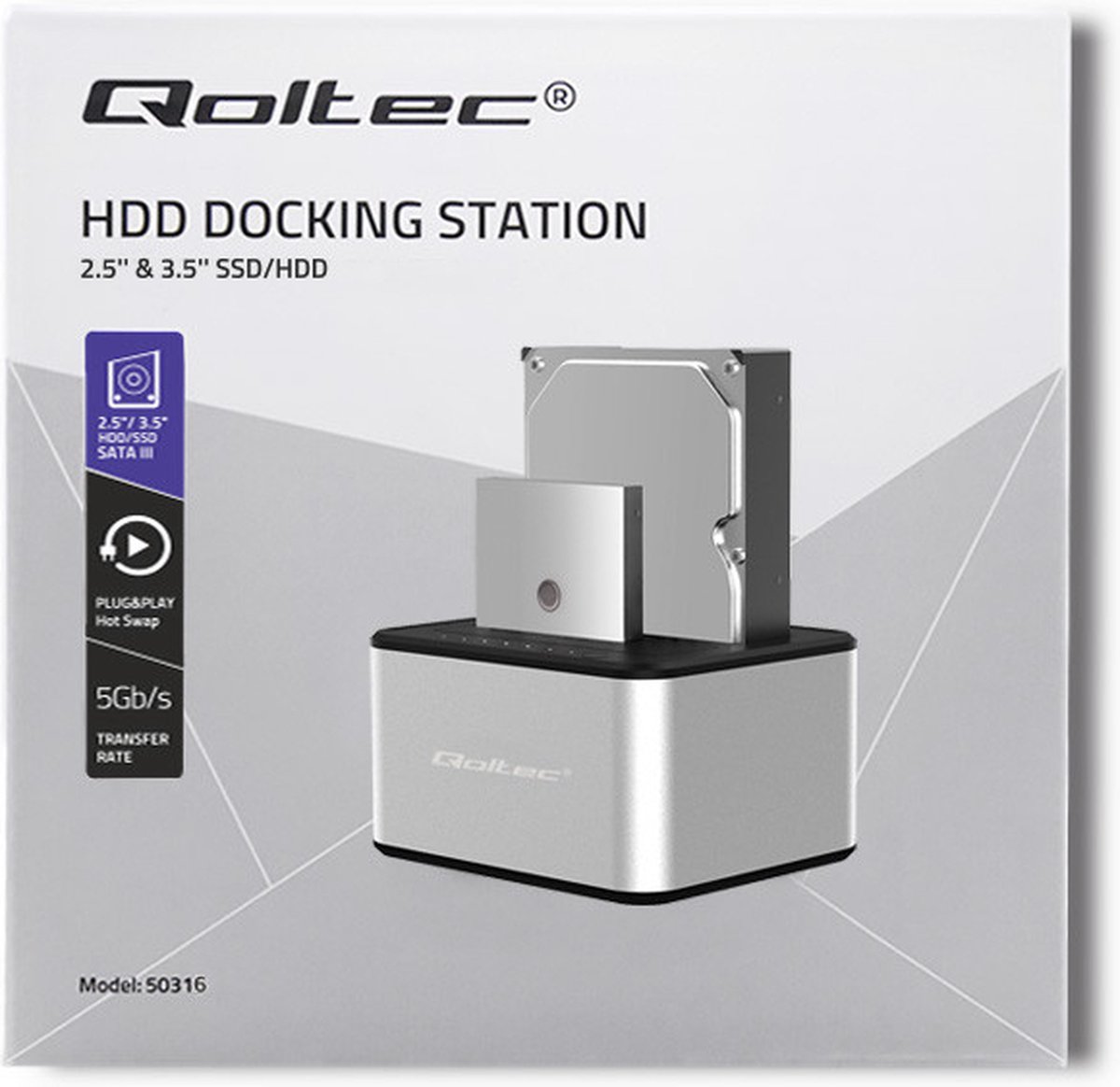 Qoltec HDD/SSD Dockingstation 2x SATA USB 3.0