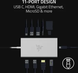 Razer USB-C Docking Station 11 Poorten Mercury Wit