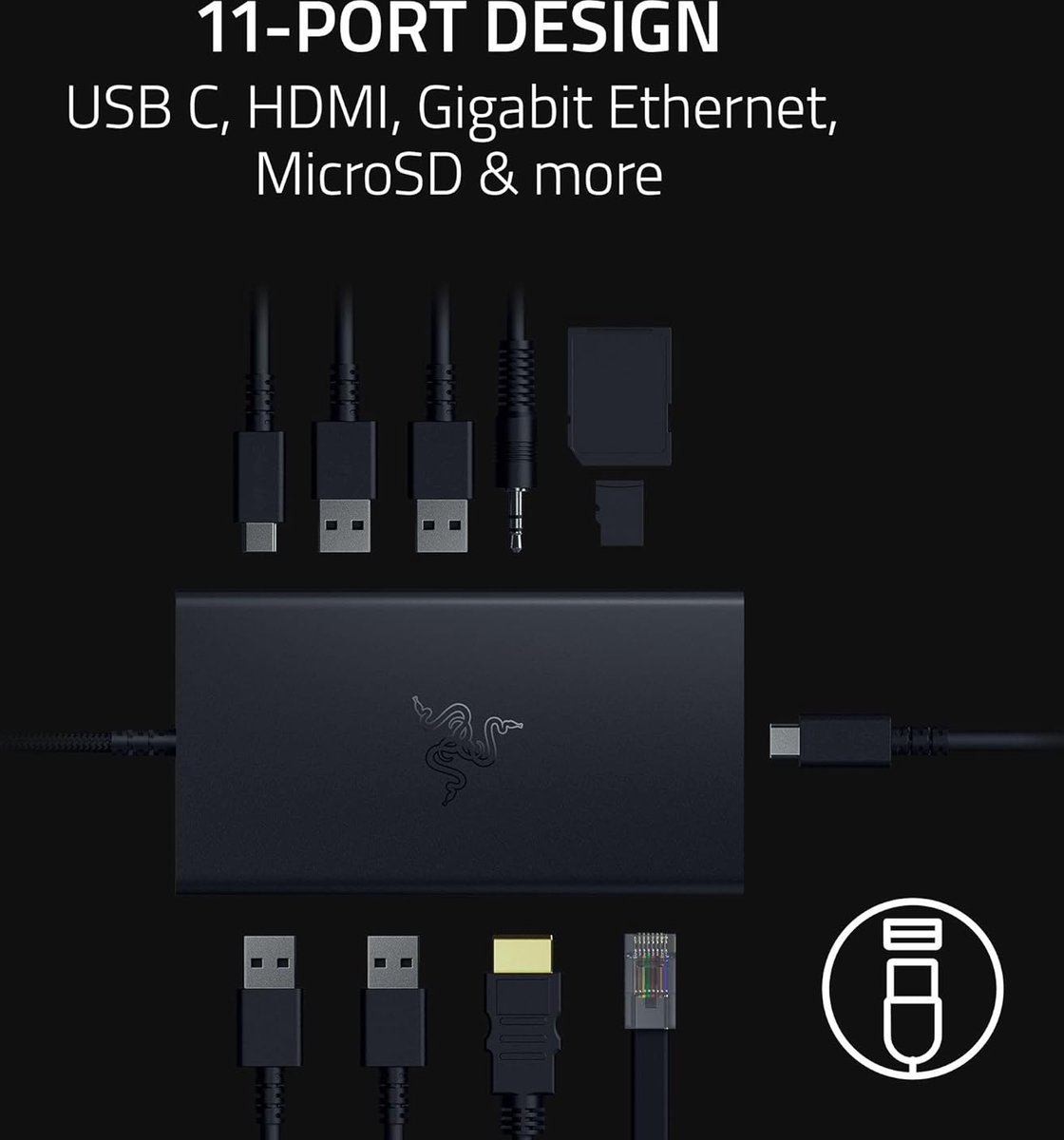 Razer USB-C Docking Station 11 Poorten Zwart