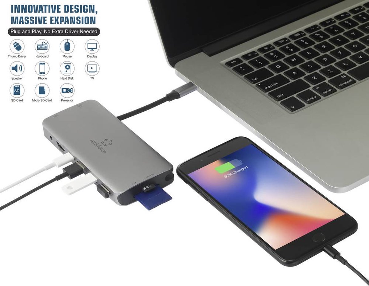 Renkforce RF-4533846 USB-C laptopdockingstation universeel