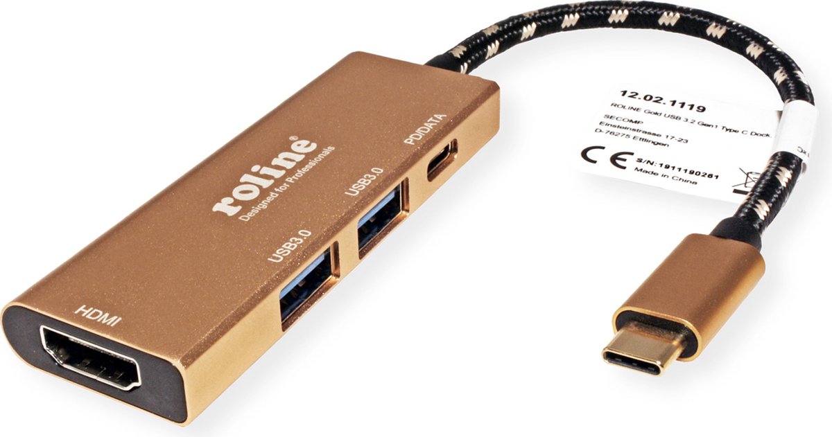 ROLINE GOLD USB-C Dockingstation 4K HDMI 2x USB 3.2 Gen 1 PD