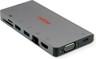 ROLINE USB-C Docking Station HDMI VGA USB 3.2 LAN PD Card Reader