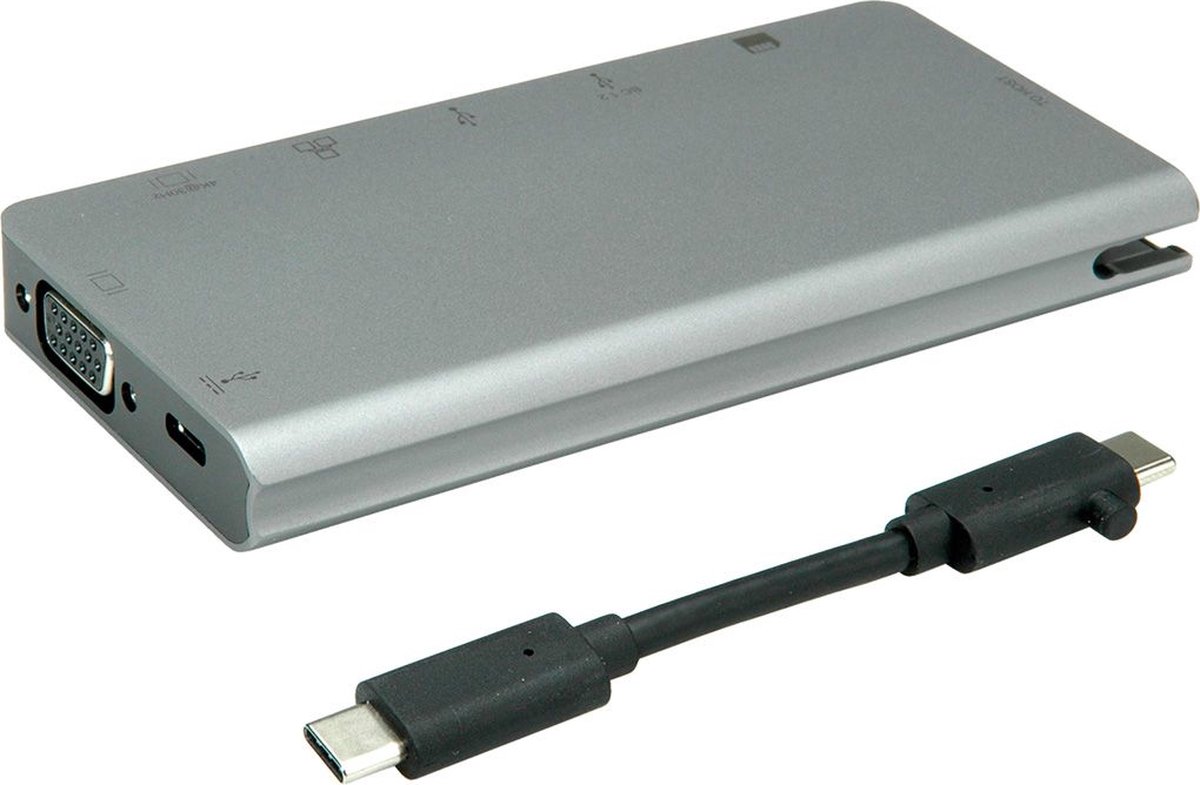 ROLINE USB-C Docking Station HDMI VGA USB 3.2 LAN PD Card Reader