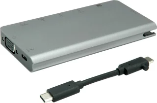 ROLINE USB-C Docking Station HDMI VGA USB 3.2 LAN PD Card Reader