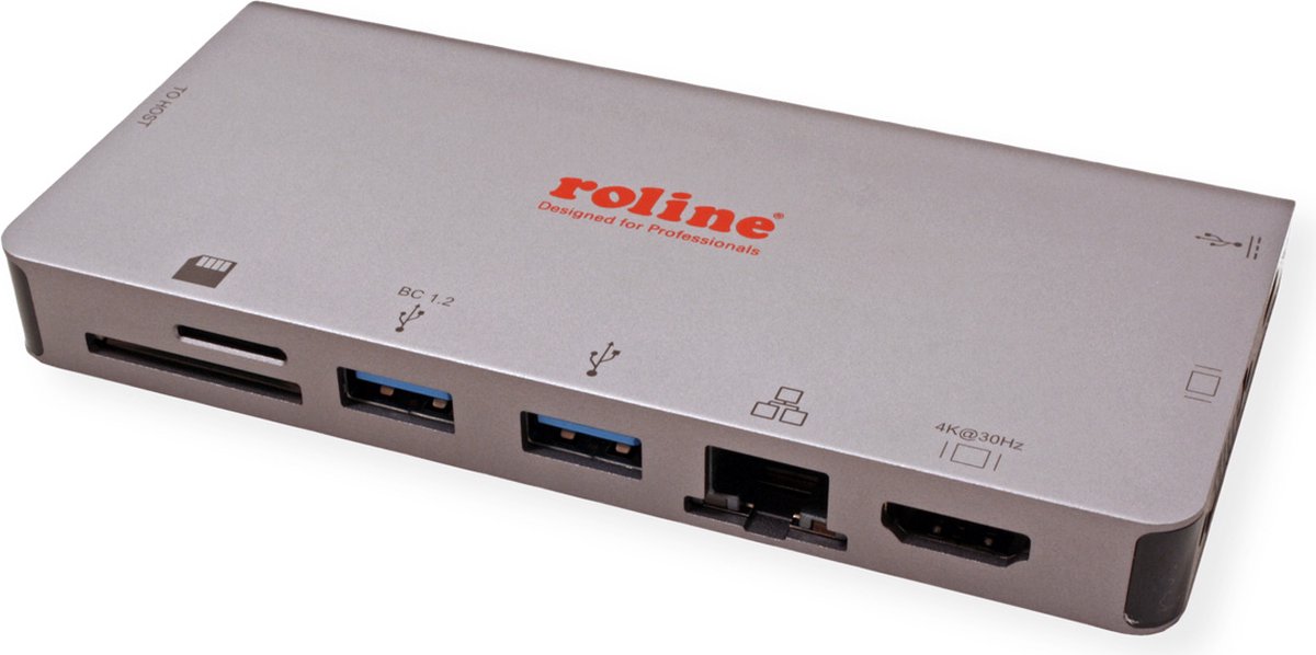 ROLINE USB-C Docking Station HDMI VGA USB 3.2 LAN PD Card Reader