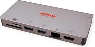 ROLINE USB-C Docking Station HDMI VGA USB 3.2 LAN PD Card Reader