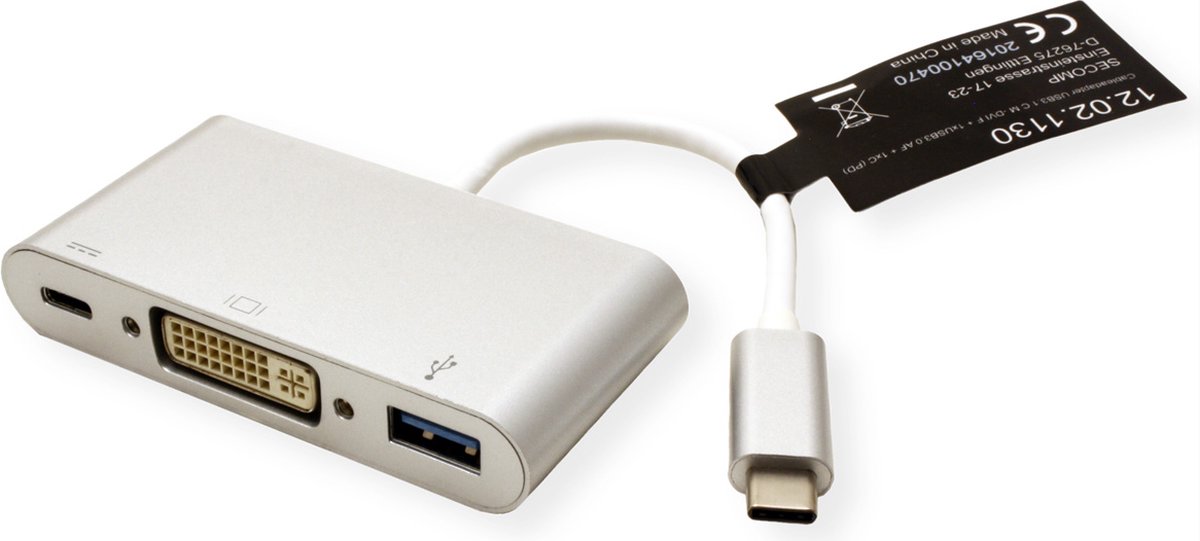 De ROLINE USB-C naar DVI Adapter met USB 3.2 en PD in één oogopslag