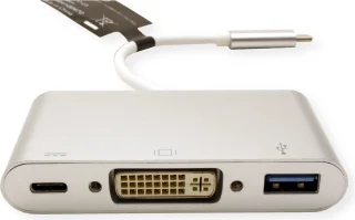 ROLINE USB-C naar DVI Adapter met USB 3.2 en PD