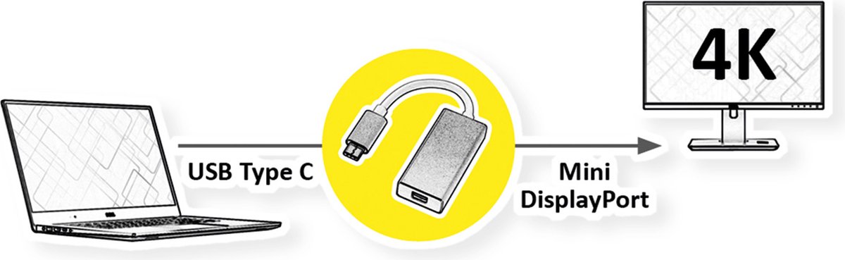 ROLINE USB-C naar Mini DisplayPort Adapter v1.2 M/F