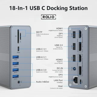 Rolio Pro USB-C Laptop Docking Station