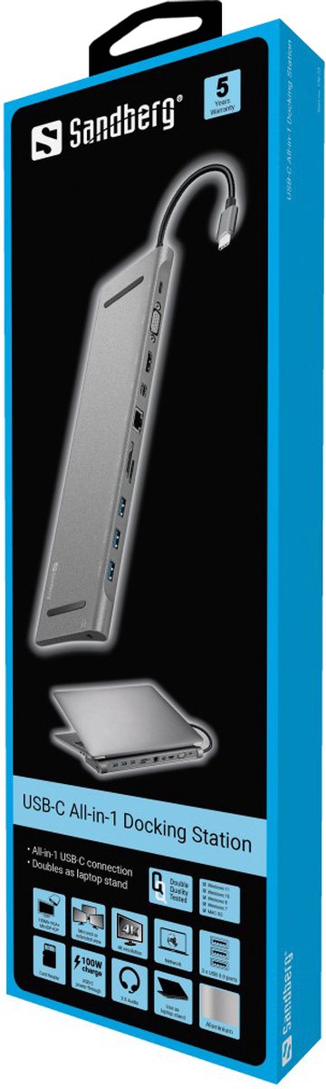 Sandberg 136-23 USB-C All-in-1 Docking Station Zilver