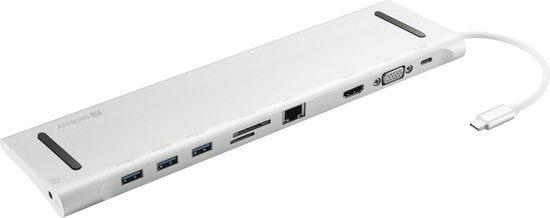 Sandberg 136-31 USB-C 10-in-1 Docking Station Grijs