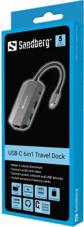 Sandberg 136-33 USB-C Travel Dock - Grijs