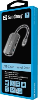 Sandberg 136-33 USB-C Travel Dock - Grijs