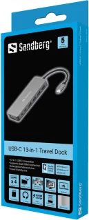 Sandberg 136-45 USB-C 13-in-1 Travel Dock Grijs