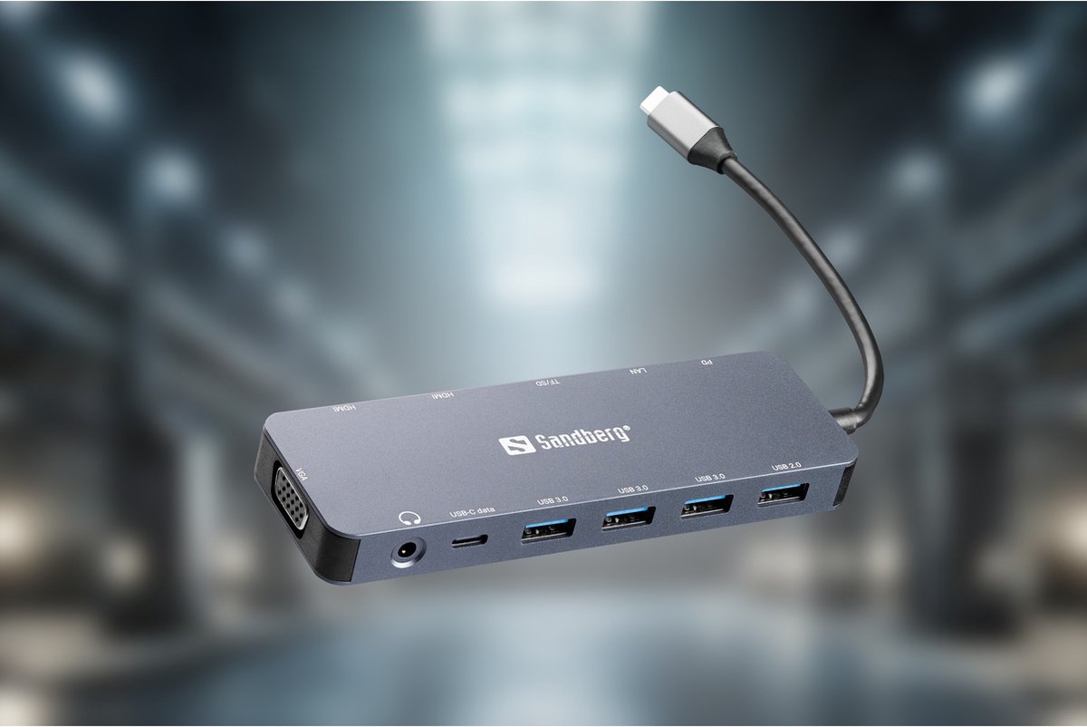 Sandberg 136-45 USB-C 13-in-1 Travel Dock Grijs